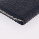 LOEWE Anagram Long Wallet Leather Navy Silver Auth 208620M-16