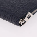 LOEWE Anagram Long Wallet Leather Navy Silver Auth 208620M-17