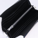 LOEWE Anagram Long Wallet Leather Navy Silver Auth 208620M-8