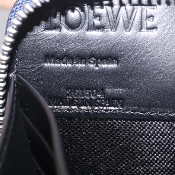 LOEWE Anagram Long Wallet Leather Navy Silver Auth 208620M