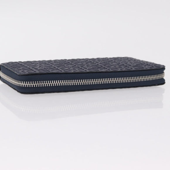 LOEWE Anagram Long Wallet Leather Navy Silver Auth 208620M