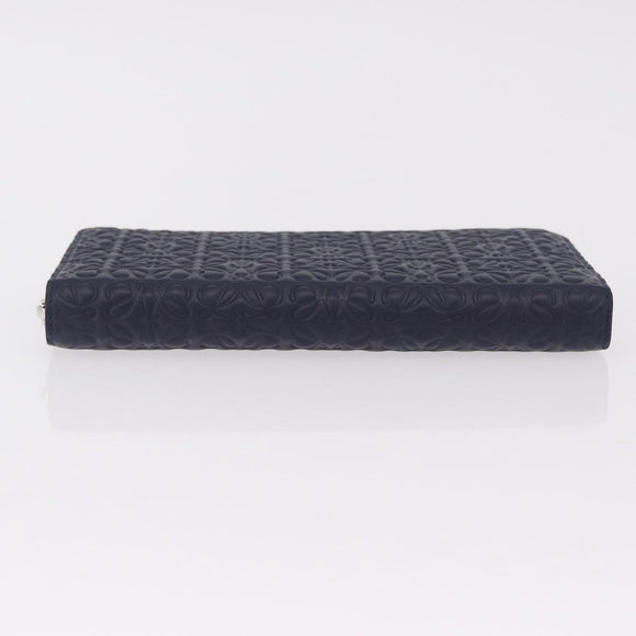 LOEWE Anagram Long Wallet Leather Navy Silver Auth 208620M