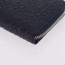 LOEWE Anagram Long Wallet Leather Navy Silver Auth 208620M-15