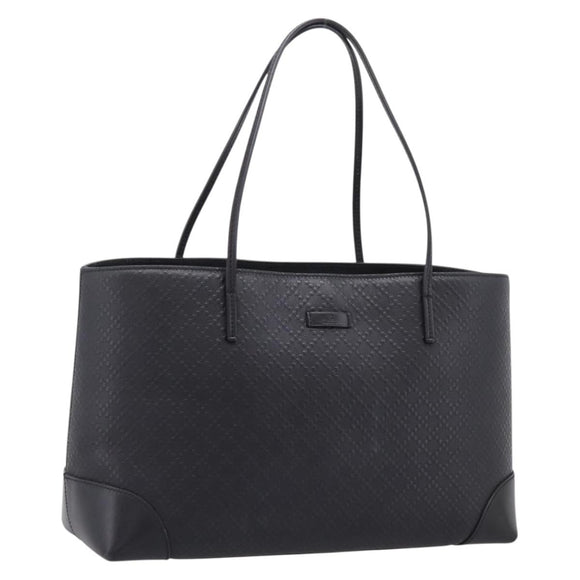 GUCCI Diamante Tote Bag Leather Black Gold 353397 Auth 208621V