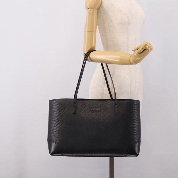 GUCCI Diamante Tote Bag Leather Black Gold 353397 Auth 208621V