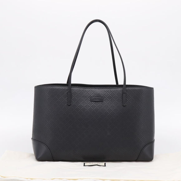 GUCCI Diamante Tote Bag Leather Black Gold 353397 Auth 208621V