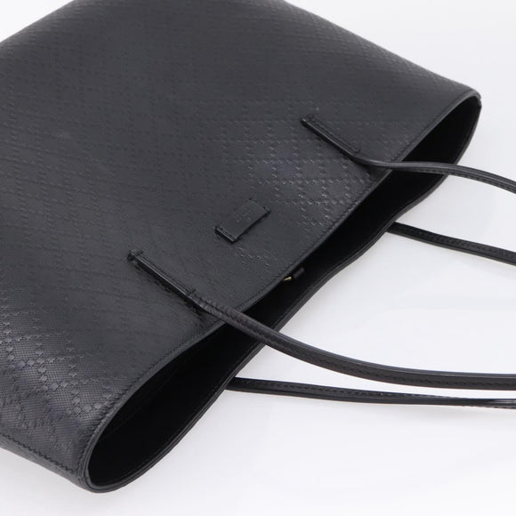 GUCCI Diamante Tote Bag Leather Black Gold 353397 Auth 208621V