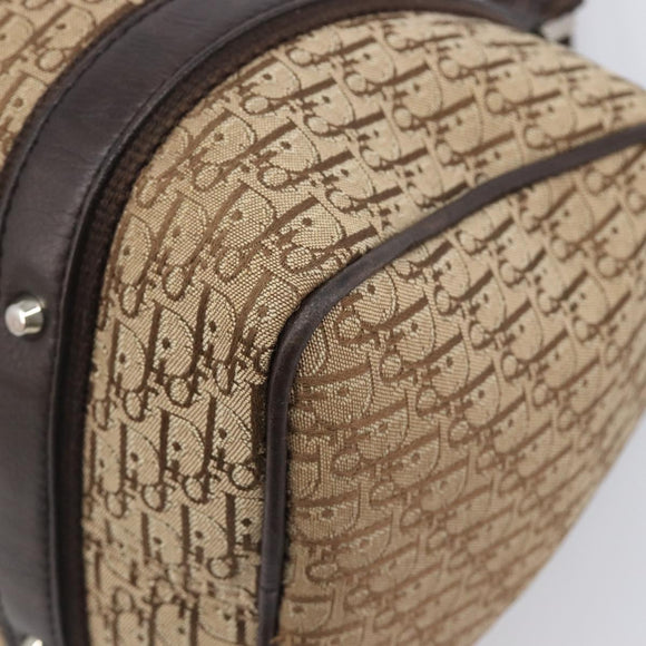 Christian Dior Trotter Canvas Hand Bag Beige Silver Auth 208624V
