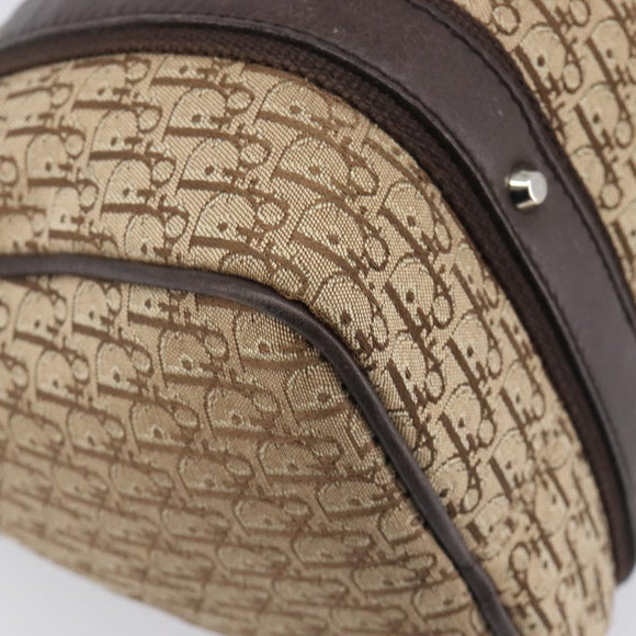 Christian Dior Trotter Canvas Hand Bag Beige Silver Auth 208624V