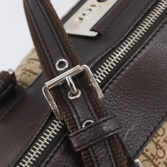 Christian Dior Trotter Canvas Hand Bag Beige Silver Auth 208624V
