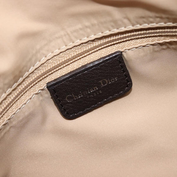 Christian Dior Trotter Canvas Hand Bag Beige Silver Auth 208624V
