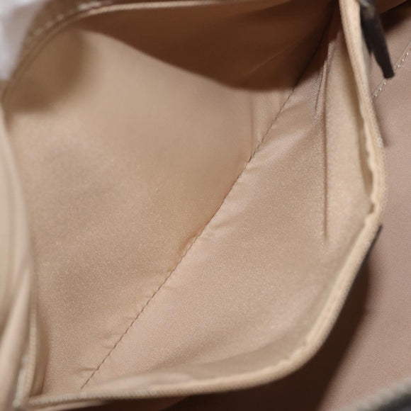 Christian Dior Trotter Canvas Hand Bag Beige Silver Auth 208624V