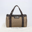 Christian Dior Trotter Canvas Hand Bag Beige Silver Auth 208624V-12