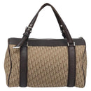 Christian Dior Trotter Canvas Hand Bag Beige Silver Auth 208624V-2
