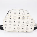 MCM Vicetos Logogram Backpack PVC Leather White Silver Auth 208627-11