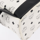 MCM Vicetos Logogram Backpack PVC Leather White Silver Auth 208627-14