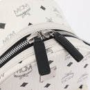 MCM Vicetos Logogram Backpack PVC Leather White Silver Auth 208627-16