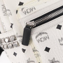 MCM Vicetos Logogram Backpack PVC Leather White Silver Auth 208627-18
