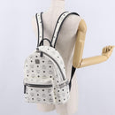 MCM Vicetos Logogram Backpack PVC Leather White Silver Auth 208627-25