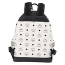 MCM Vicetos Logogram Backpack PVC Leather White Silver Auth 208627-3