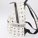 MCM Vicetos Logogram Backpack PVC Leather White Silver Auth 208627-4