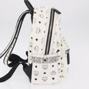 MCM Vicetos Logogram Backpack PVC Leather White Silver Auth 208627-5