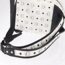 MCM Vicetos Logogram Backpack PVC Leather White Silver Auth 208627-9