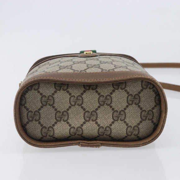 GUCCI GG Supreme Web Sherry Line Shoulder Bag PVC Beige 904 02 070 Auth 208628