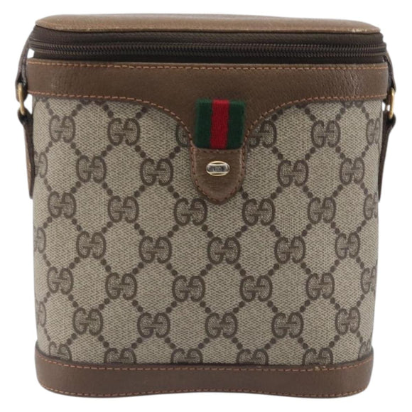 GUCCI GG Supreme Web Sherry Line Shoulder Bag PVC Beige 904 02 070 Auth 208628