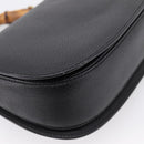 GUCCI Bamboo Hand Bag Leather Black Gold 000 2113 0633 Auth 208629V-16