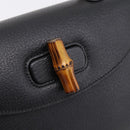 GUCCI Bamboo Hand Bag Leather Black Gold 000 2113 0633 Auth 208629V-17