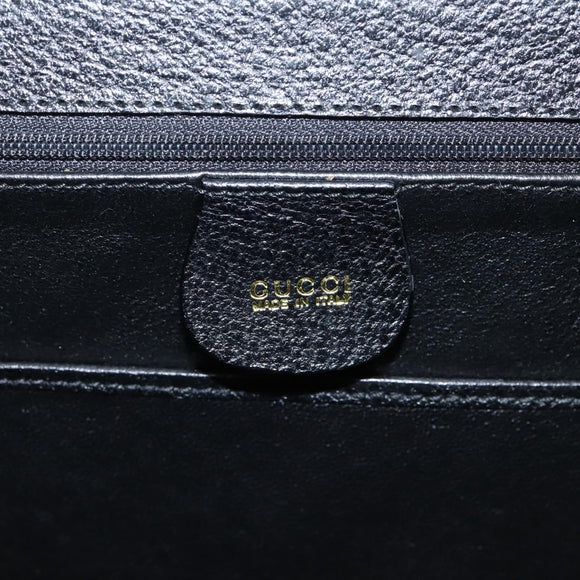 GUCCI Bamboo Hand Bag Leather Black Gold 000 2113 0633 Auth 208629V