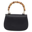 GUCCI Bamboo Hand Bag Leather Black Gold 000 2113 0633 Auth 208629V-2