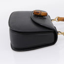 GUCCI Bamboo Hand Bag Leather Black Gold 000 2113 0633 Auth 208629V-4