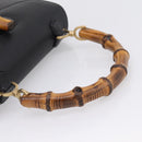 GUCCI Bamboo Hand Bag Leather Black Gold 000 2113 0633 Auth 208629V-7