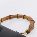 GUCCI Bamboo Hand Bag Leather Black Gold 000 2113 0633 Auth 208629V-8