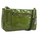 PRADA Shoulder Bag Patent Green Silver Auth 208631-1