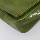 PRADA Shoulder Bag Patent Green Silver Auth 208631-13