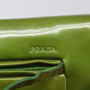 PRADA Shoulder Bag Patent Green Silver Auth 208631-18