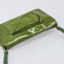 PRADA Shoulder Bag Patent Green Silver Auth 208631-7