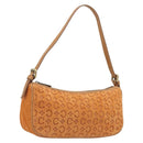 CELINE C Macadam Hand Bag Suede Orange Gold Tone Auth 208638V-1