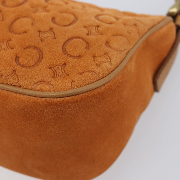 CELINE C Macadam Hand Bag Suede Orange Gold Tone Auth 208638V