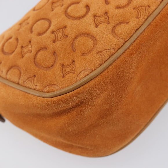 CELINE C Macadam Hand Bag Suede Orange Gold Tone Auth 208638V