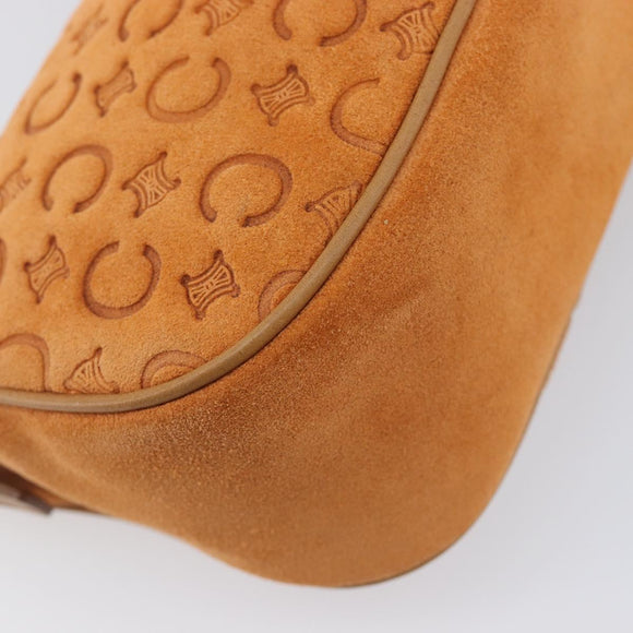 CELINE C Macadam Hand Bag Suede Orange Gold Tone Auth 208638V