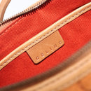 CELINE C Macadam Hand Bag Suede Orange Gold Tone Auth 208638V-16