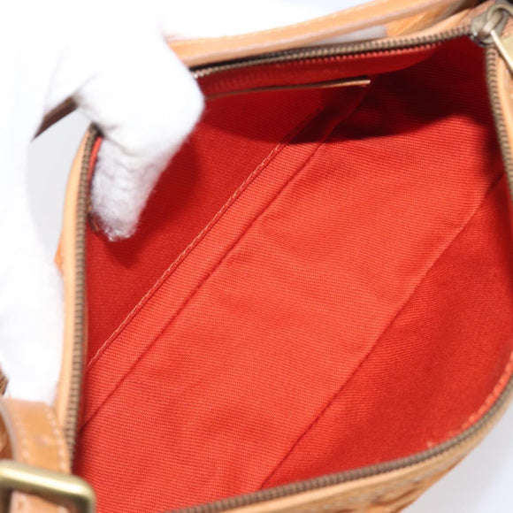 CELINE C Macadam Hand Bag Suede Orange Gold Tone Auth 208638V