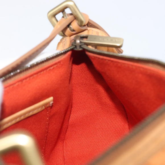 CELINE C Macadam Hand Bag Suede Orange Gold Tone Auth 208638V