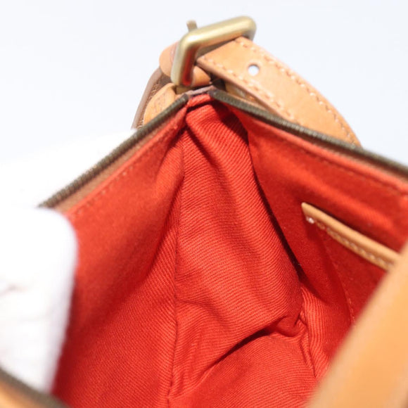 CELINE C Macadam Hand Bag Suede Orange Gold Tone Auth 208638V