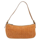 CELINE C Macadam Hand Bag Suede Orange Gold Tone Auth 208638V-2