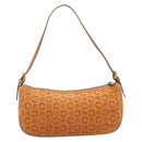 CELINE C Macadam Hand Bag Suede Orange Gold Tone Auth 208638V-3